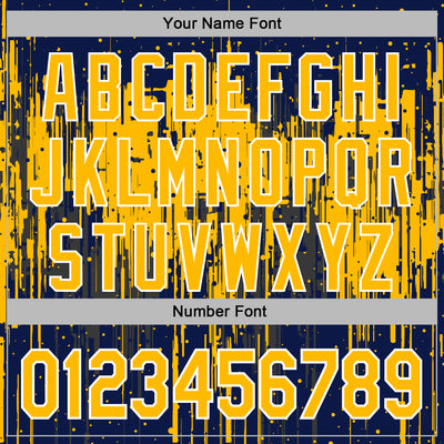 Custom Stitched Navy Gold-White Dripping Splatter Sports Pullover Sweatshirt Hoodie