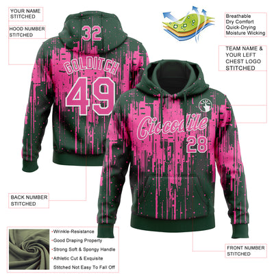 Custom Stitched Green Pink-White Dripping Splatter Sports Pullover Sweatshirt Hoodie