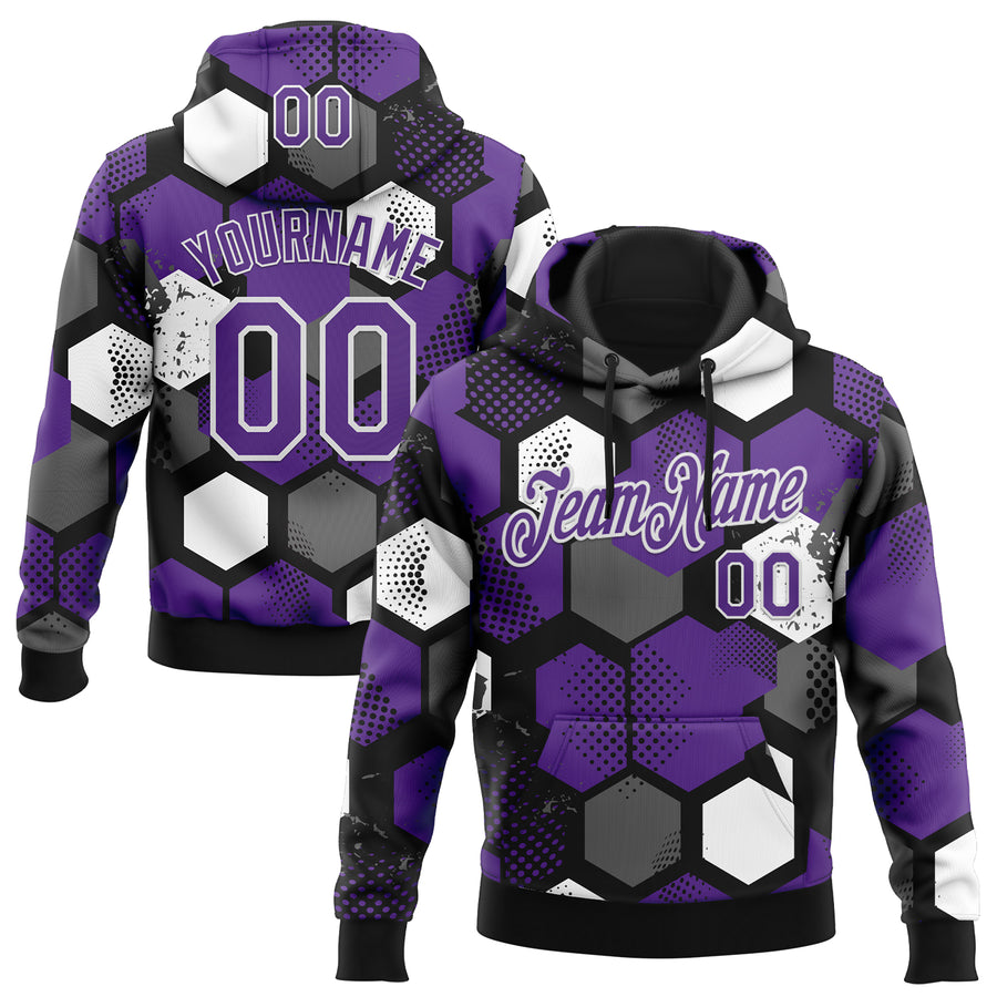 Custom Stitched Black Purple-White Geometric Shape Pattern Sports Pullover Sweatshirt Hoodie