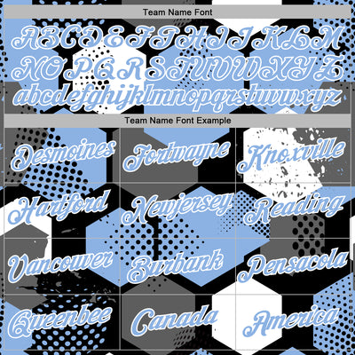 Custom Stitched Black Light Blue-White Geometric Shape Pattern Sports Pullover Sweatshirt Hoodie