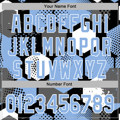 Custom Stitched Black Light Blue-White Geometric Shape Pattern Sports Pullover Sweatshirt Hoodie