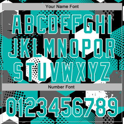 Custom Stitched Black Aqua-White Geometric Shape Pattern Sports Pullover Sweatshirt Hoodie