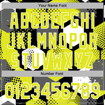 Custom Stitched Black Neon Yellow-White Geometric Shape Pattern Sports Pullover Sweatshirt Hoodie