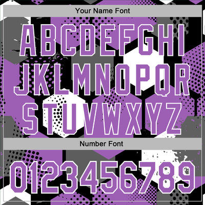 Custom Stitched Black Medium Purple-White Geometric Shape Pattern Sports Pullover Sweatshirt Hoodie