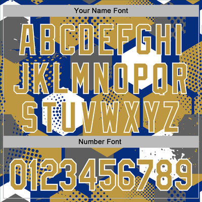 Custom Stitched Royal Old Gold-White Geometric Shape Pattern Sports Pullover Sweatshirt Hoodie