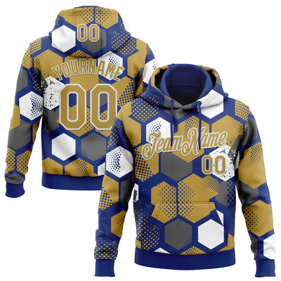 Custom Stitched Royal Old Gold-White Geometric Shape Pattern Sports Pullover Sweatshirt Hoodie