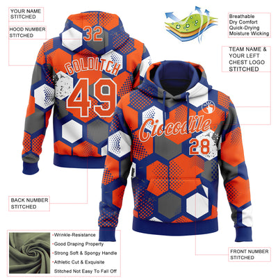 Custom Stitched Royal Orange-White Geometric Shape Pattern Sports Pullover Sweatshirt Hoodie