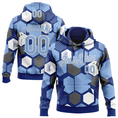 Custom Stitched Royal Light Blue-White Geometric Shape Pattern Sports Pullover Sweatshirt Hoodie
