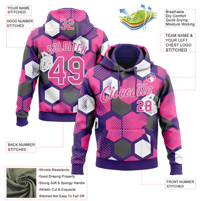 Custom Stitched Purple Pink-White Geometric Shape Pattern Sports Pullover Sweatshirt Hoodie