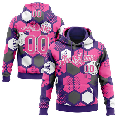 Custom Stitched Purple Pink-White Geometric Shape Pattern Sports Pullover Sweatshirt Hoodie