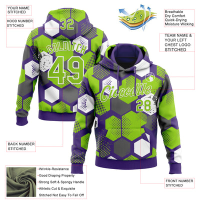 Custom Stitched Purple Neon Green-White Geometric Shape Pattern Sports Pullover Sweatshirt Hoodie