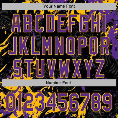 Custom Stitched Black Purple-Gold Splash Sports Pullover Sweatshirt Hoodie