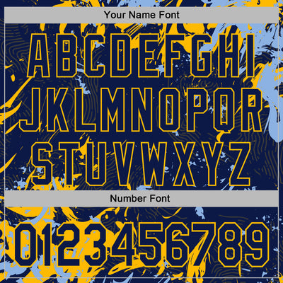Custom Stitched Navy Gold-Light Blue Splash Sports Pullover Sweatshirt Hoodie
