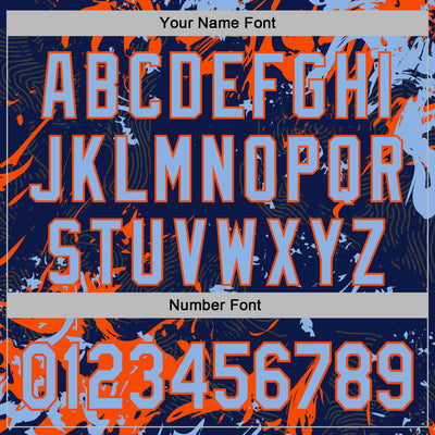 Custom Stitched Navy Light Blue-Orange Splash Sports Pullover Sweatshirt Hoodie