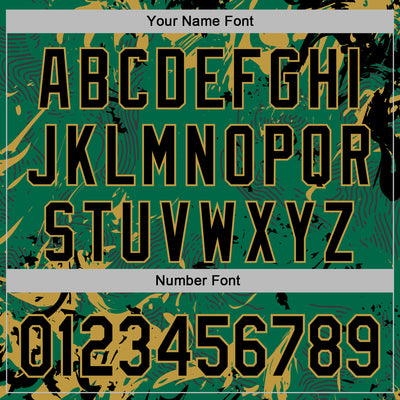 Custom Stitched Kelly Green Black-Old Gold Splash Sports Pullover Sweatshirt Hoodie