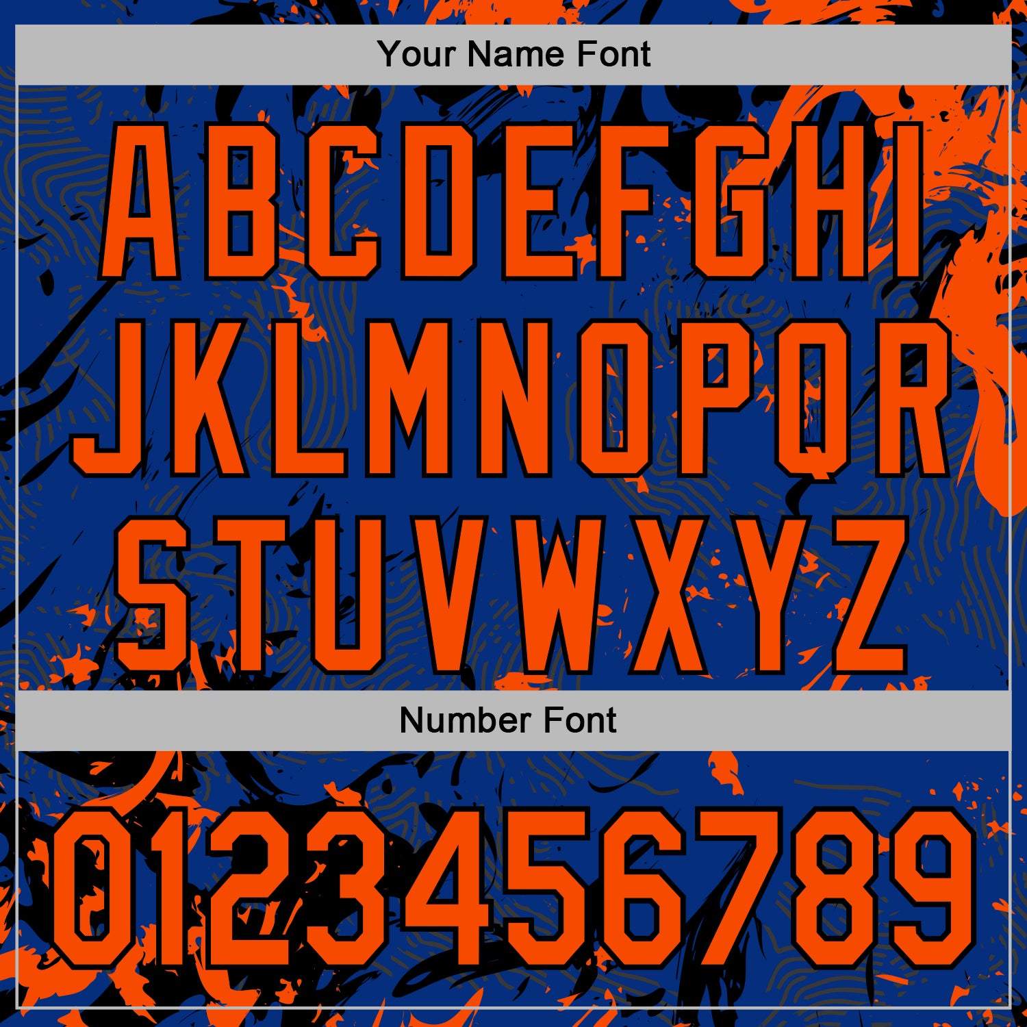 Custom Stitched Royal Orange-Black Splash Sports Pullover Sweatshirt Hoodie