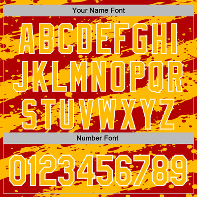 Custom Stitched Red Gold-White Splash Torn Paper Style Sports Pullover Sweatshirt Hoodie