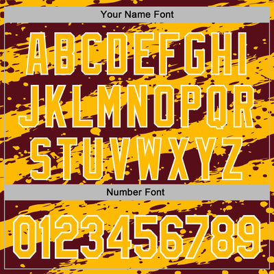 Custom Stitched Burgundy Gold-White Splash Torn Paper Style Sports Pullover Sweatshirt Hoodie