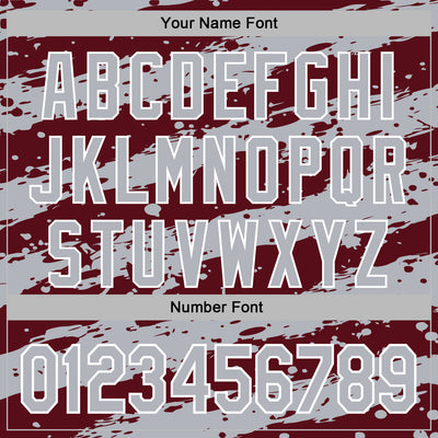 Custom Stitched Burgundy Gray-White Splash Torn Paper Style Sports Pullover Sweatshirt Hoodie