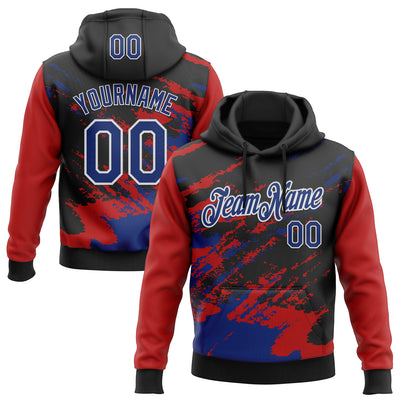 Custom Stitched Black Royal Red-White 3D Pattern Design Abstract Fragment Art Splash Sports Pullover Sweatshirt Hoodie