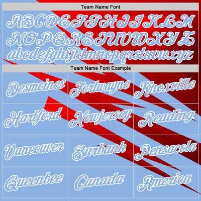 Custom Stitched Light Blue Red-White 3D Pattern Design Line Sports Pullover Sweatshirt Hoodie