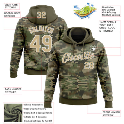 Custom Stitched Camo Vegas Gold-White 3D Salute To Service Sports Pullover Sweatshirt Hoodie