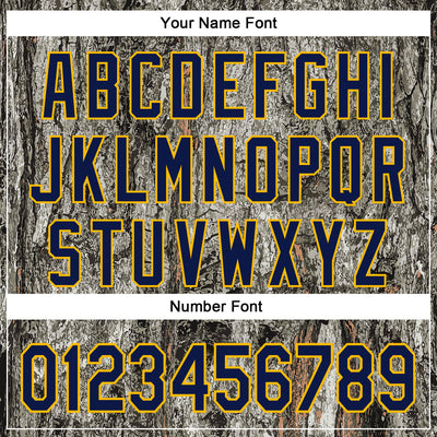 Custom Stitched Gray Navy-Gold 3D Pattern Design Tree Camo Hunting Sports Pullover Sweatshirt Hoodie