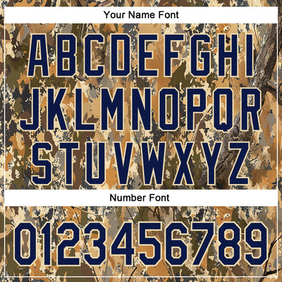 Custom Stitched Old Gold Navy-Cream 3D Pattern Design Tree Camo Hunting Sports Pullover Sweatshirt Hoodie