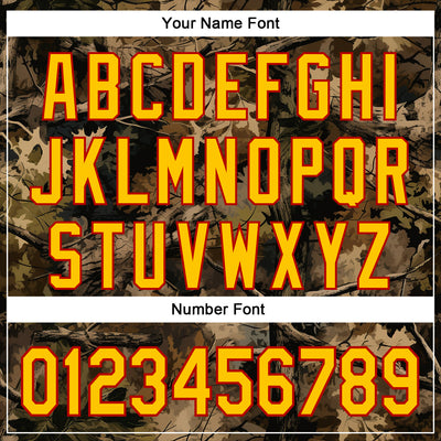 Custom Stitched Black Yellow-Red 3D Pattern Design Tree Camo Hunting Sports Pullover Sweatshirt Hoodie