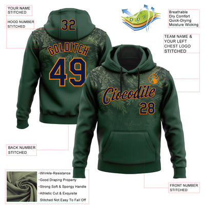 Custom Stitched Green Navy-Bay Orange 3D Pattern Design Tree Camo Gradient Hunting Sports Pullover Sweatshirt Hoodie