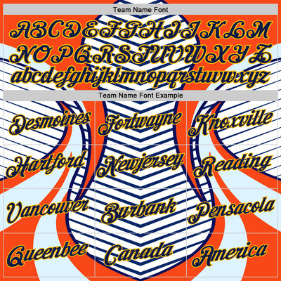 Custom Stitched White Navy Blue Orange-Gold 3D Pattern Design Sportswear Pullover Sweatshirt Hoodie