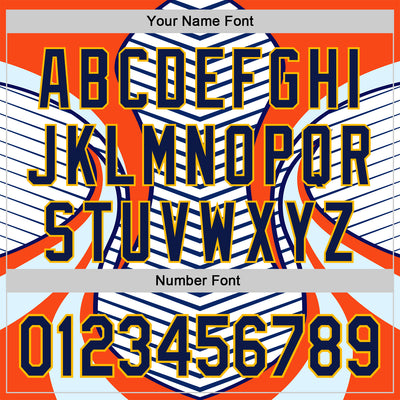 Custom Stitched White Navy Blue Orange-Gold 3D Pattern Design Sportswear Pullover Sweatshirt Hoodie