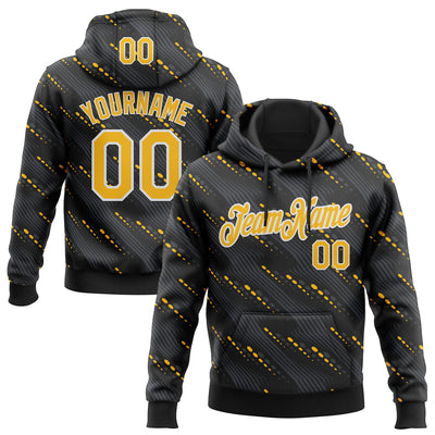 Custom Stitched Black Gold-White Slant Lines Sports Pullover Sweatshirt Hoodie