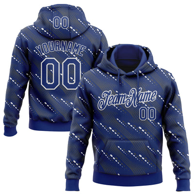 Custom Stitched Royal White Slant Lines Sports Pullover Sweatshirt Hoodie