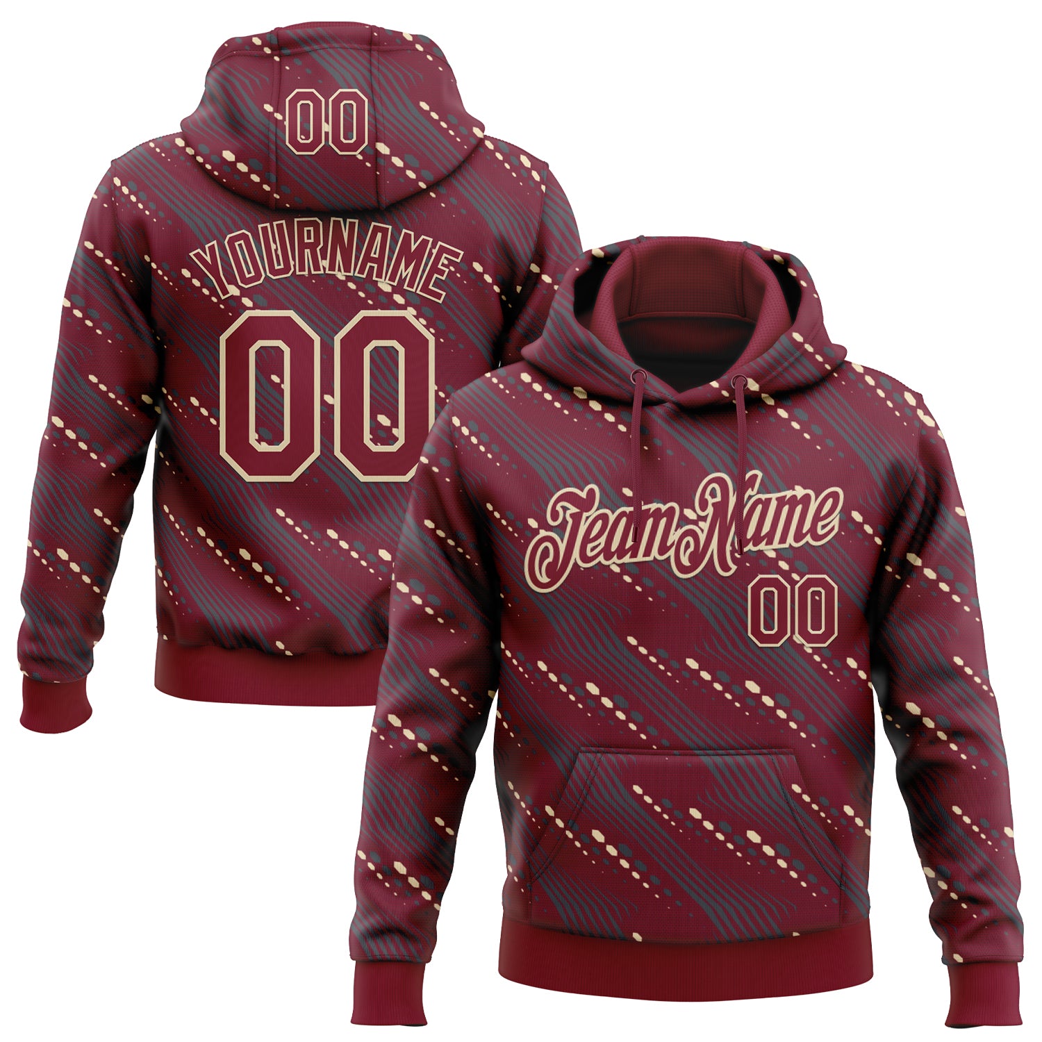 Custom Stitched Crimson Cream Slant Lines Sports Pullover Sweatshirt Hoodie