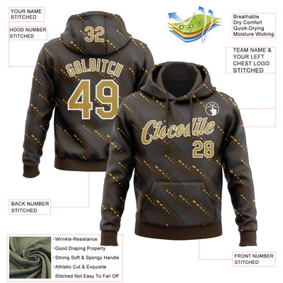 Custom Stitched Brown Old Gold-White Slant Lines Sports Pullover Sweatshirt Hoodie