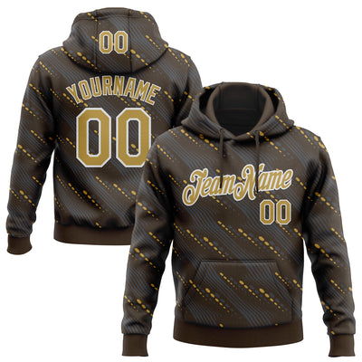 Custom Stitched Brown Old Gold-White Slant Lines Sports Pullover Sweatshirt Hoodie
