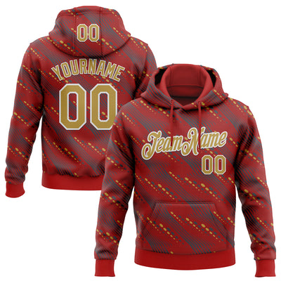Custom Stitched Red Old Gold-White Slant Lines Sports Pullover Sweatshirt Hoodie
