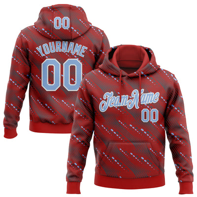 Custom Stitched Red Light Blue-White Slant Lines Sports Pullover Sweatshirt Hoodie