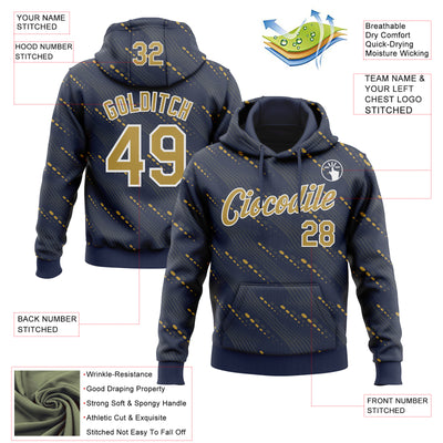 Custom Stitched Navy Old Gold-White Slant Lines Sports Pullover Sweatshirt Hoodie