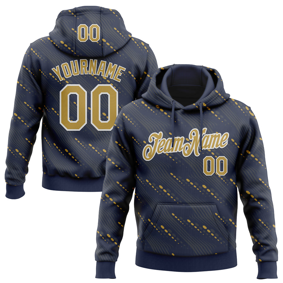 Custom Stitched Navy Old Gold-White Slant Lines Sports Pullover Sweatshirt Hoodie