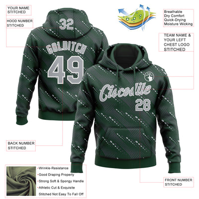Custom Stitched Green Gray-White Slant Lines Sports Pullover Sweatshirt Hoodie