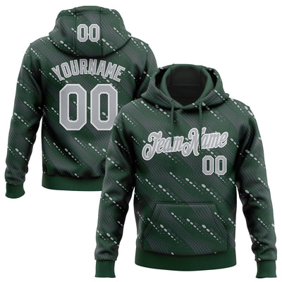 Custom Stitched Green Gray-White Slant Lines Sports Pullover Sweatshirt Hoodie