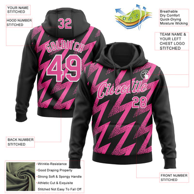 Custom Stitched Black Pink-White Zigzag Shape Sports Pullover Sweatshirt Hoodie
