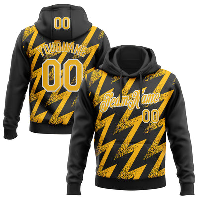 Custom Stitched Black Gold-White Zigzag Shape Sports Pullover Sweatshirt Hoodie