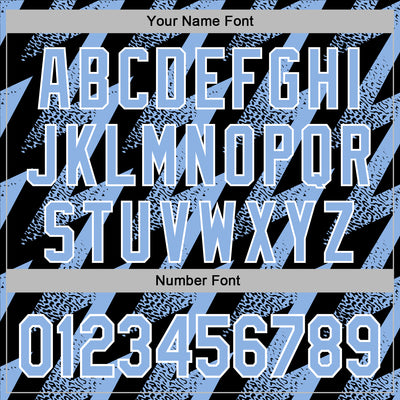 Custom Stitched Black Light Blue-White Zigzag Shape Sports Pullover Sweatshirt Hoodie