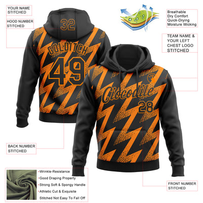 Custom Stitched Black Bay Orange Zigzag Shape Sports Pullover Sweatshirt Hoodie