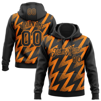 Custom Stitched Black Bay Orange Zigzag Shape Sports Pullover Sweatshirt Hoodie
