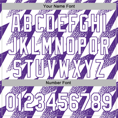 Custom Stitched White Purple Zigzag Shape Sports Pullover Sweatshirt Hoodie