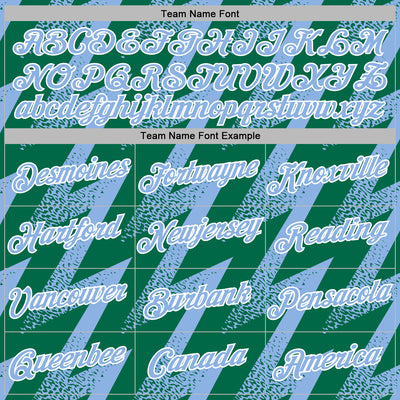 Custom Stitched Kelly Green Light Blue-White Zigzag Shape Sports Pullover Sweatshirt Hoodie